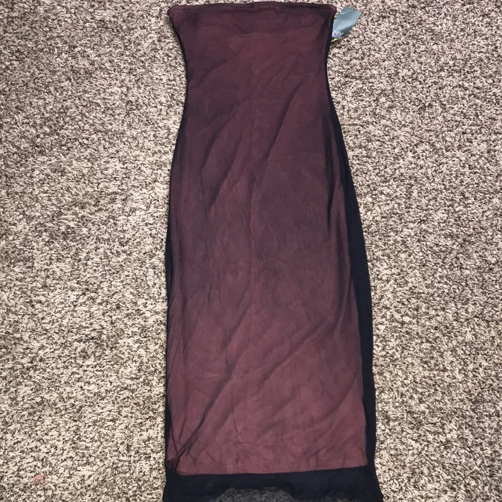 Wild Fable 🐠 Grungy Black Overlay Bodycon Strapless MIDI Dress NWT! - Picture 2 of 4